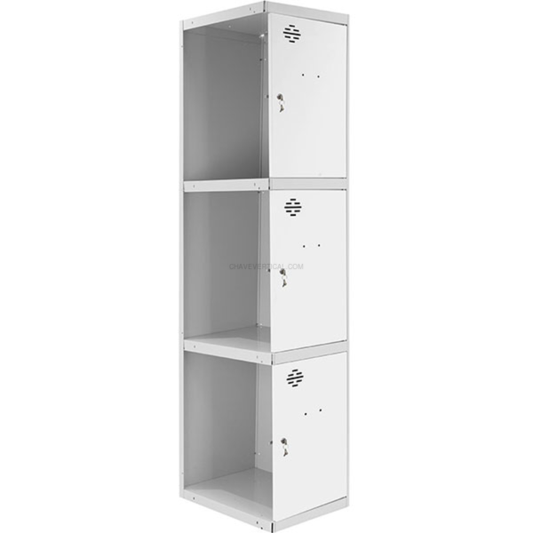 Cacifo Metálico SIMONLOCKER Profissional Desmontado 3 PUERTA 1/3 400 ADI Cinzento/Branco - 1800 x 400 x 500 mm