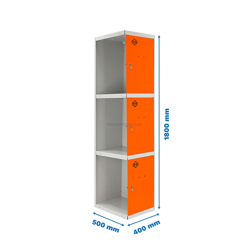 Cacifo Metálico SIMONLOCKER Profissional Desmontado 3 PUERTA 1/3 400 ADI Cinzento/NA - 1800 x 400 x 500 mm