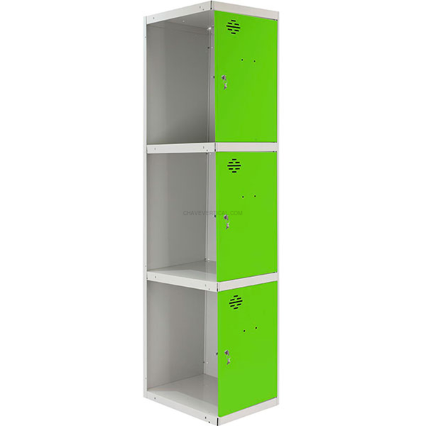 Cacifo Metálico SIMONLOCKER Profissional Desmontado 3 PUERTA 1/3 400 ADI Cinzento/VE - 1800 x 400 x 500 mm