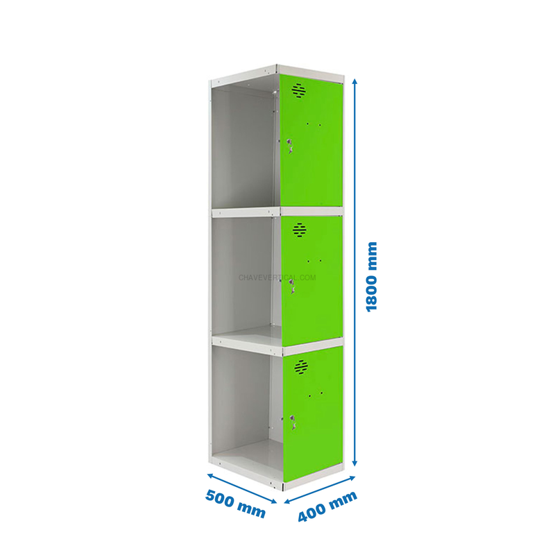 Cacifo Metálico SIMONLOCKER Profissional Desmontado 3 PUERTA 1/3 400 ADI Cinzento/VE - 1800 x 400 x 500 mm