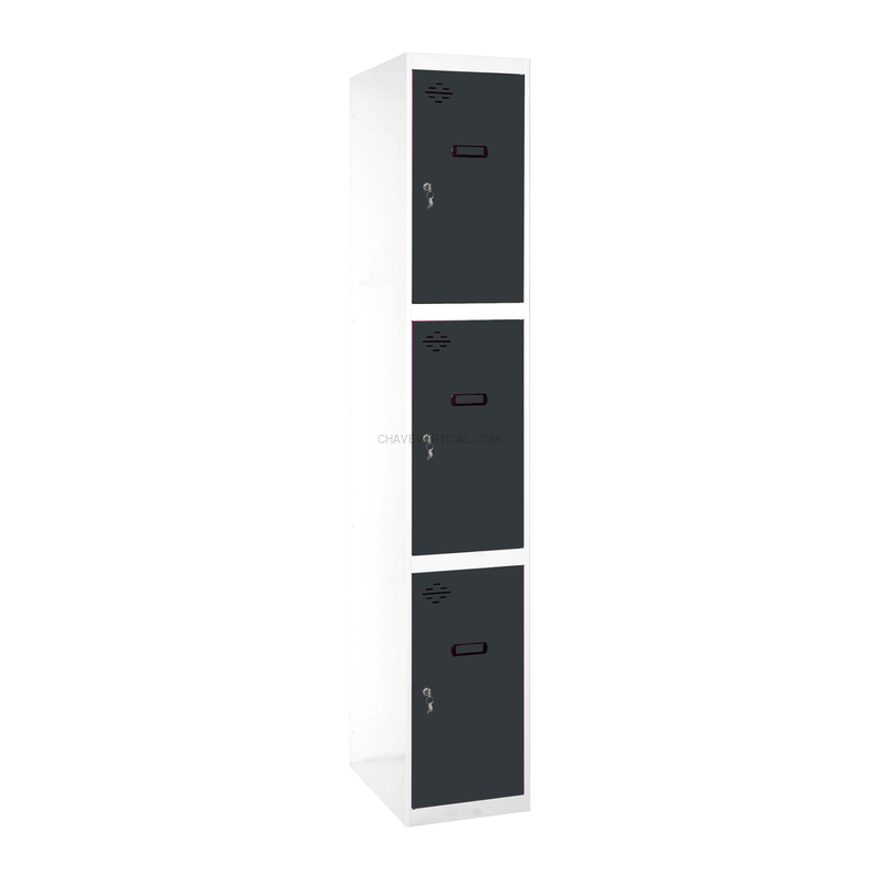 Cacifo Metálico SIMONLOCKER Profissional Desmontado 3 PUERTA 1/3 400 IN Branco/AN - 1800 x 400 x 500 mm