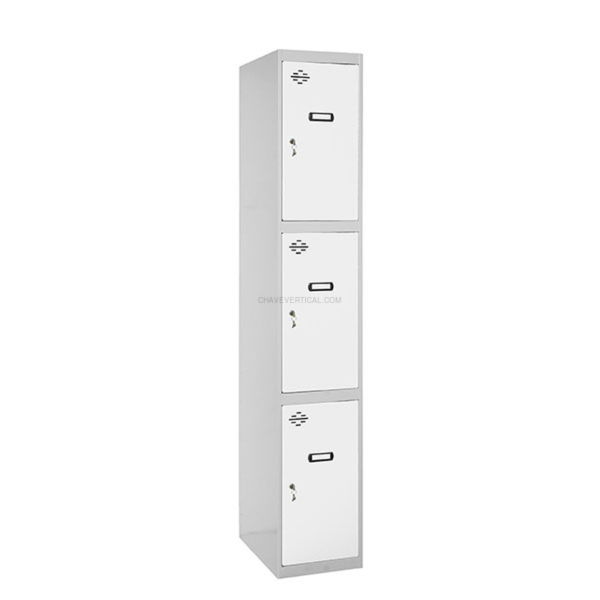 Cacifo Metálico SIMONLOCKER Profissional Desmontado 3 PUERTA 1/3 400 IN Cinzento/Branco - 1800 x 400 x 500 mm