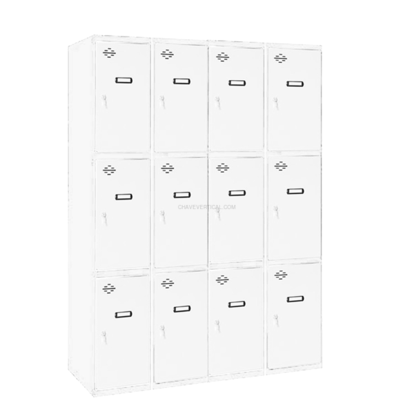 Cacifo Metálico SIMONLOCKER Profissional Desmontado 3 PUERTA 4/12 300(1200)Branco/Branco - 1800 x 1200 x 500 mm