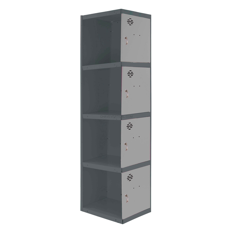 Cacifo Metálico SIMONLOCKER Profissional Desmontado 4 PUERTA 1/4 300 ADI AN/Cinzento - 1800 x 300 x 500 mm