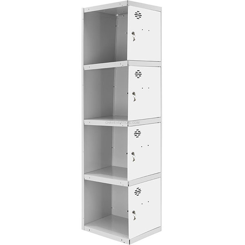 Cacifo Metálico SIMONLOCKER Profissional Desmontado 4 PUERTA 1/4 300 ADI Cinzento/Branco - 1800 x 300 x 500 mm