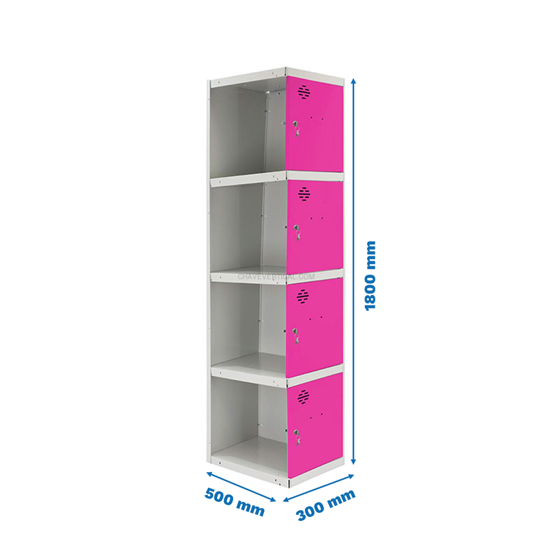 Cacifo Metálico SIMONLOCKER Profissional Desmontado 4 PUERTA 1/4 300 ADI Cinzento/RS - 1800 x 300 x 500 mm