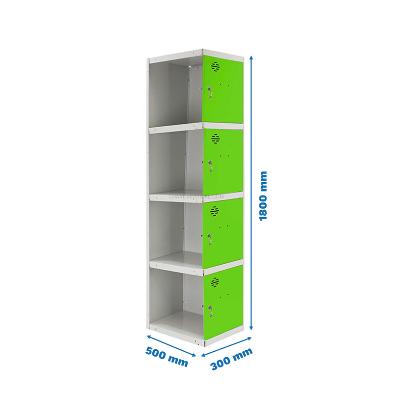Cacifo Metálico SIMONLOCKER Profissional Desmontado 4 PUERTA 1/4 300 ADI Cinzento/VE - 1800 x 300 x 500 mm