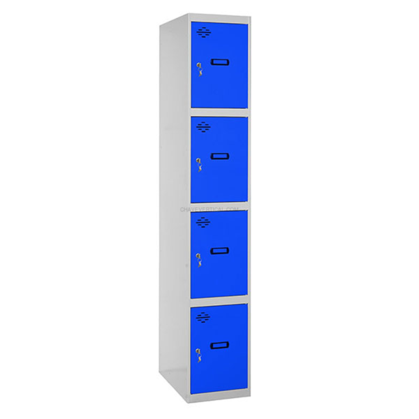 Cacifo Metálico SIMONLOCKER Profissional Desmontado 4 PUERTA 1/4 300 IN Cinzento/Azul - 1800 x 300 x 500 mm