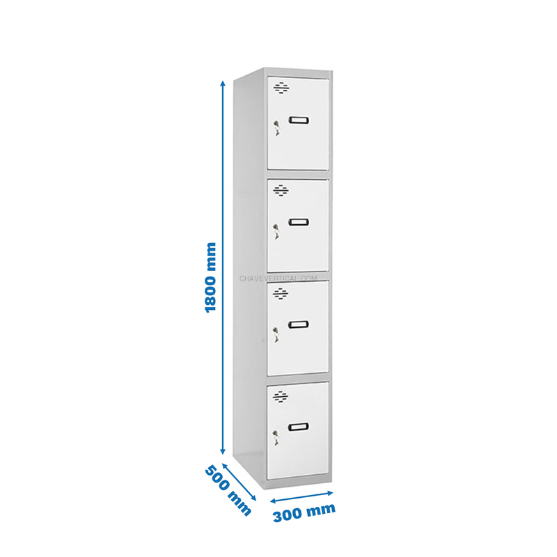 Cacifo Metálico SIMONLOCKER Profissional Desmontado 4 PUERTA 1/4 300 IN Cinzento/Branco - 1800 x 300 x 500 mm