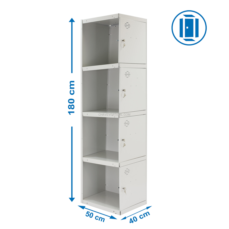 Cacifo Metálico SIMONLOCKER Profissional Desmontado 4 PUERTA 1/4 400 ADI Cinzento - 1800 x 400 x 500 mm