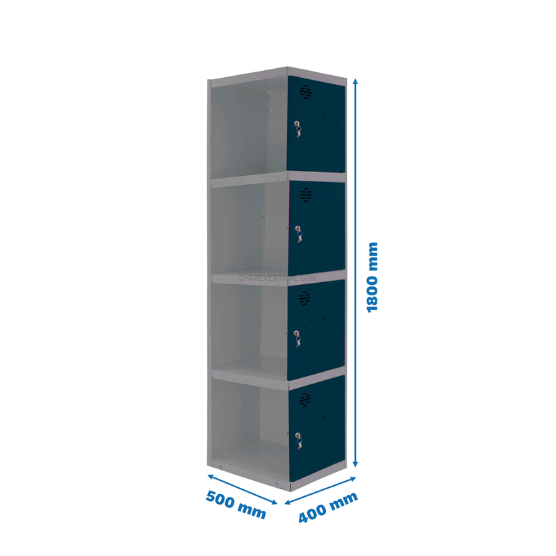 Cacifo Metálico SIMONLOCKER Profissional Desmontado 4 PUERTA 1/4 400 ADI Cinzento/AN - 1800 x 400 x 500 mm