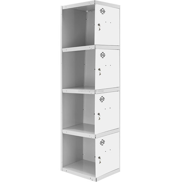 Cacifo Metálico SIMONLOCKER Profissional Desmontado 4 PUERTA 1/4 400 ADI Cinzento/Branco - 1800 x 400 x 500 mm