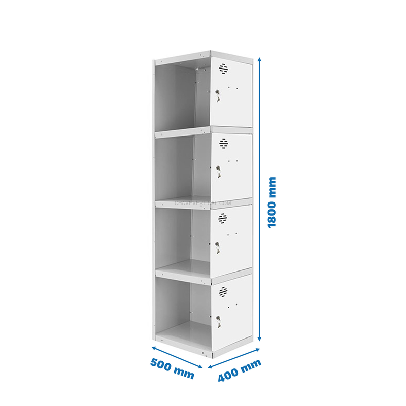 Cacifo Metálico SIMONLOCKER Profissional Desmontado 4 PUERTA 1/4 400 ADI Cinzento/Branco - 1800 x 400 x 500 mm