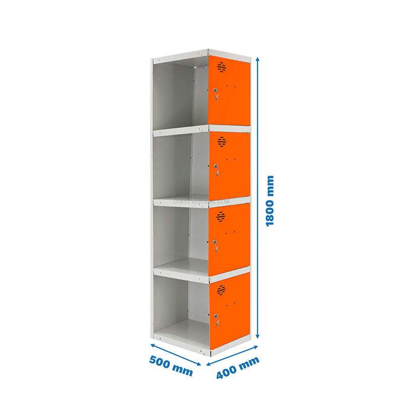 Cacifo Metálico SIMONLOCKER Profissional Desmontado 4 PUERTA 1/4 400 ADI Cinzento/NA - 1800 x 400 x 500 mm