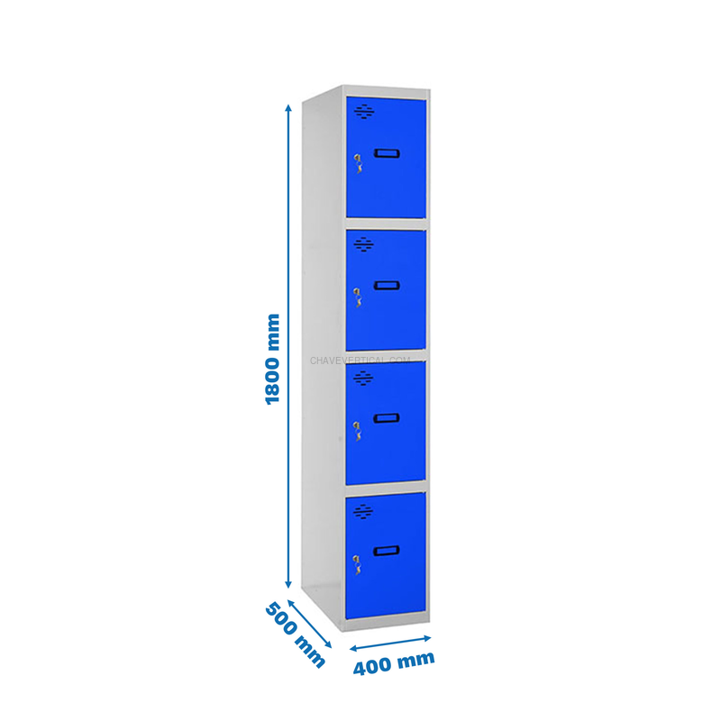 Cacifo Metálico SIMONLOCKER Profissional Desmontado 4 PUERTA 1/4 400 IN Cinzento/Azul - 1800 x 400 x 500 mm