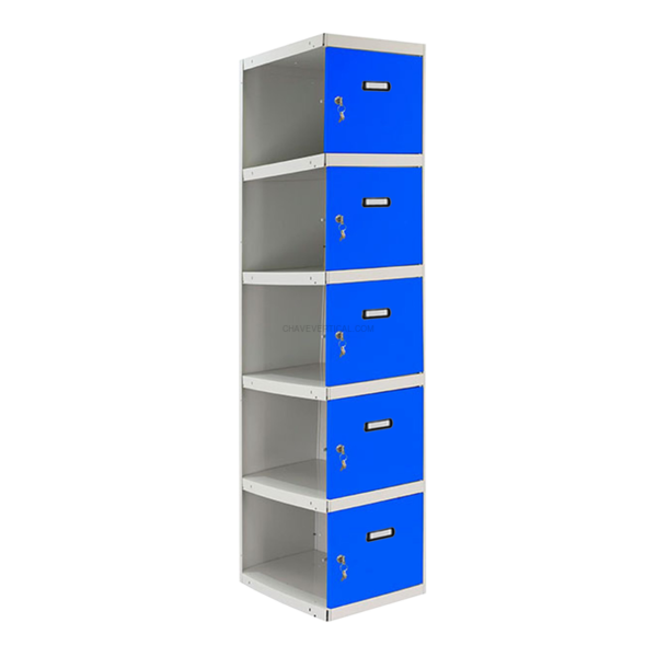 Cacifo Metálico SIMONLOCKER Profissional Desmontado 5 PUERTA 1/5 300 ADI Cinzento/Azul - 1800 x 300 x 500 mm