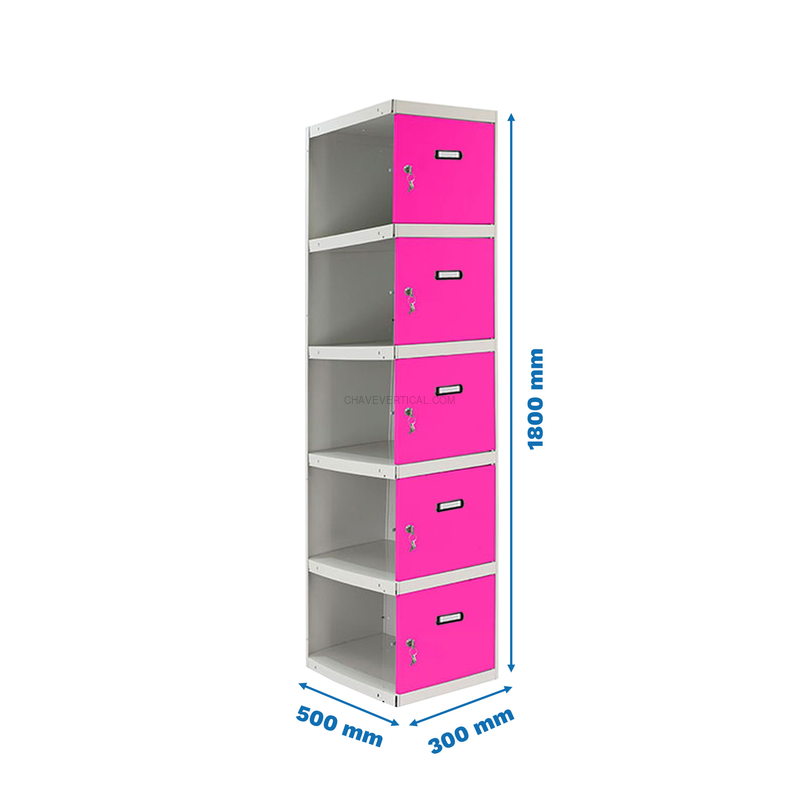 Cacifo Metálico SIMONLOCKER Profissional Desmontado 5 PUERTA 1/5 300 ADI Cinzento/RS - 1800 x 300 x 500 mm