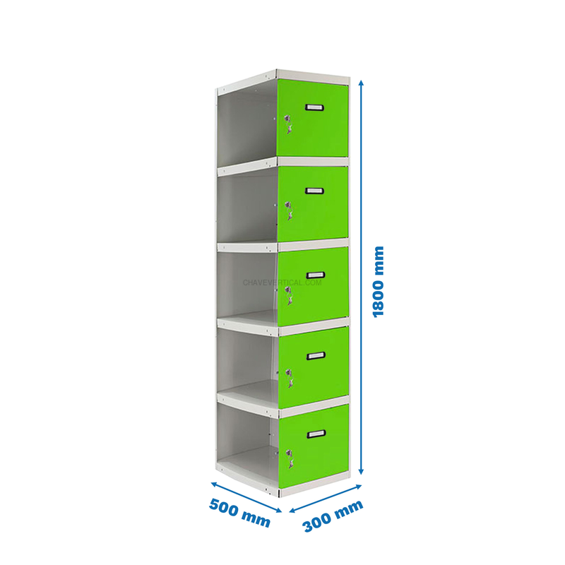 Cacifo Metálico SIMONLOCKER Profissional Desmontado 5 PUERTA 1/5 300 ADI Cinzento/VE - 1800 x 300 x 500 mm