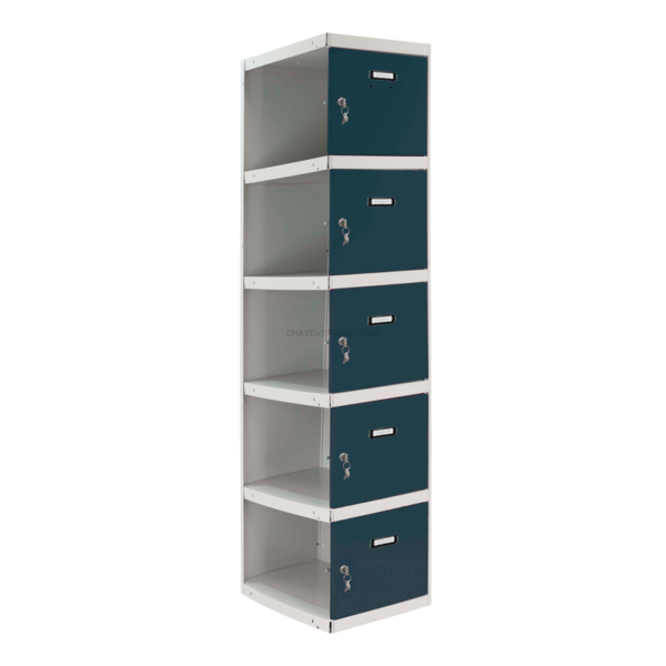 Cacifo Metálico SIMONLOCKER Profissional Desmontado 5 PUERTA 1/5 400 ADI Cinzento/AN - 1800 x 400 x 500 mm