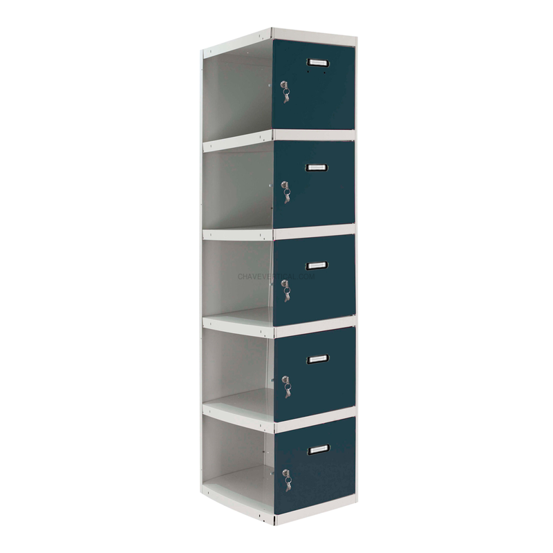 Cacifo Metálico SIMONLOCKER Profissional Desmontado 5 PUERTA 1/5 400 ADI Cinzento/AN - 1800 x 400 x 500 mm