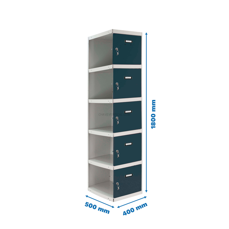 Cacifo Metálico SIMONLOCKER Profissional Desmontado 5 PUERTA 1/5 400 ADI Cinzento/AN - 1800 x 400 x 500 mm