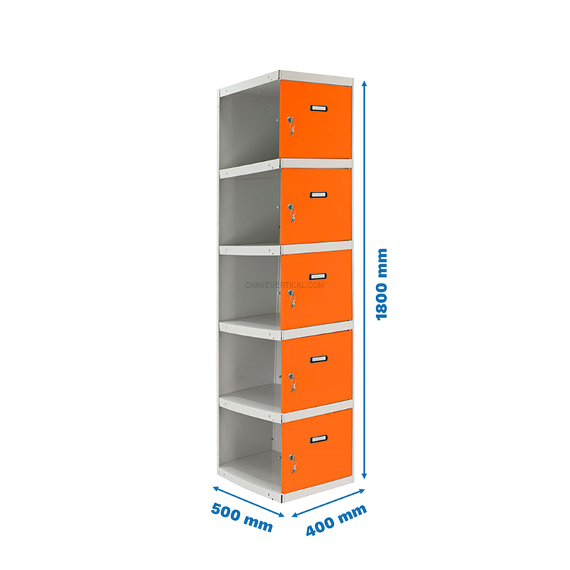 Cacifo Metálico SIMONLOCKER Profissional Desmontado 5 PUERTA 1/5 400 ADI Cinzento/NA - 1800 x 400 x 500 mm