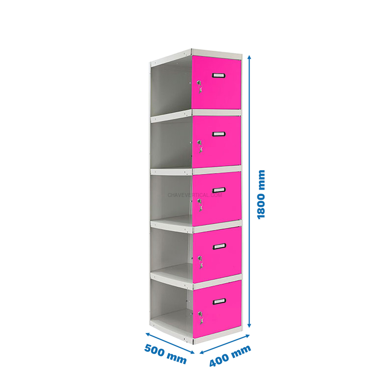 Cacifo Metálico SIMONLOCKER Profissional Desmontado 5 PUERTA 1/5 400 ADI Cinzento/RS - 1800 x 400 x 500 mm