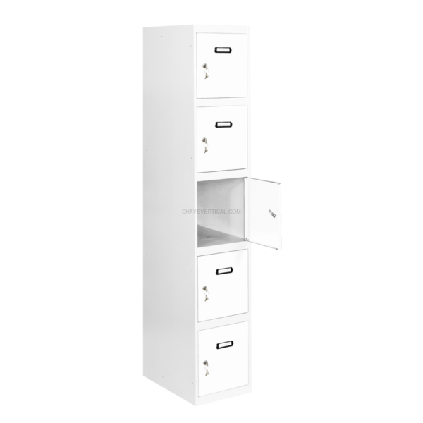 Cacifo Metálico SIMONLOCKER Profissional Desmontado 5 PUERTA 1/5 400 IN Branco/Branco - 1800 x 400 x 500 mm