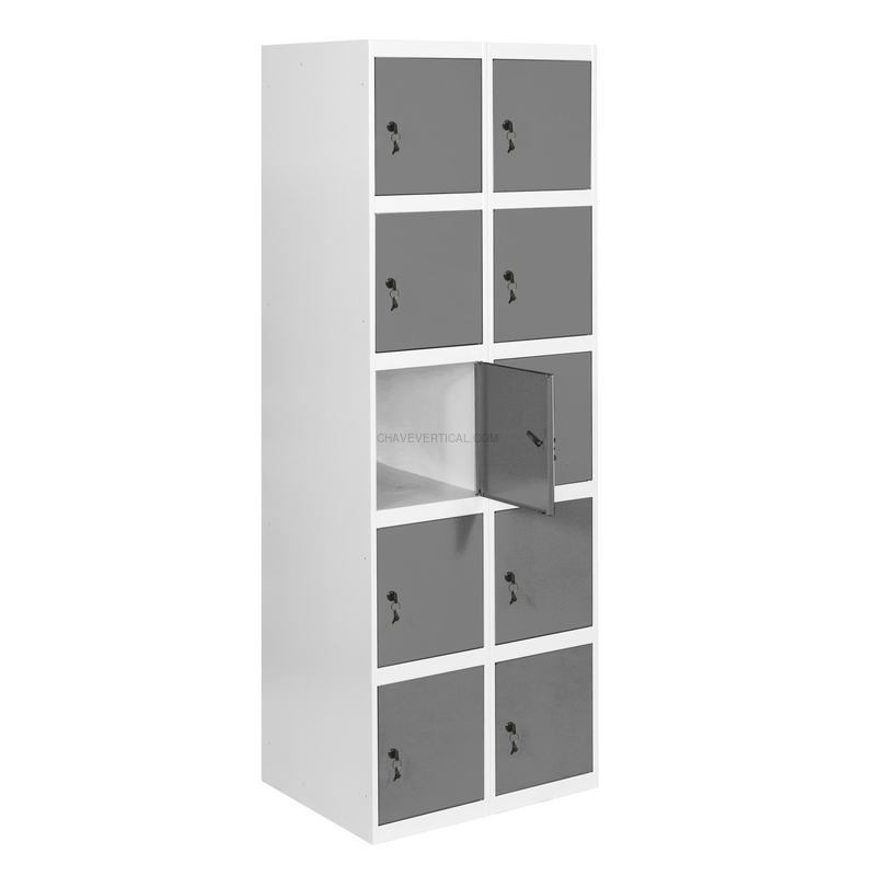 Cacifo Metálico SIMONLOCKER Profissional Desmontado 5 PUERTA 2/10 300 (600)Branco/AN - 1800 x 600 x 500 mm