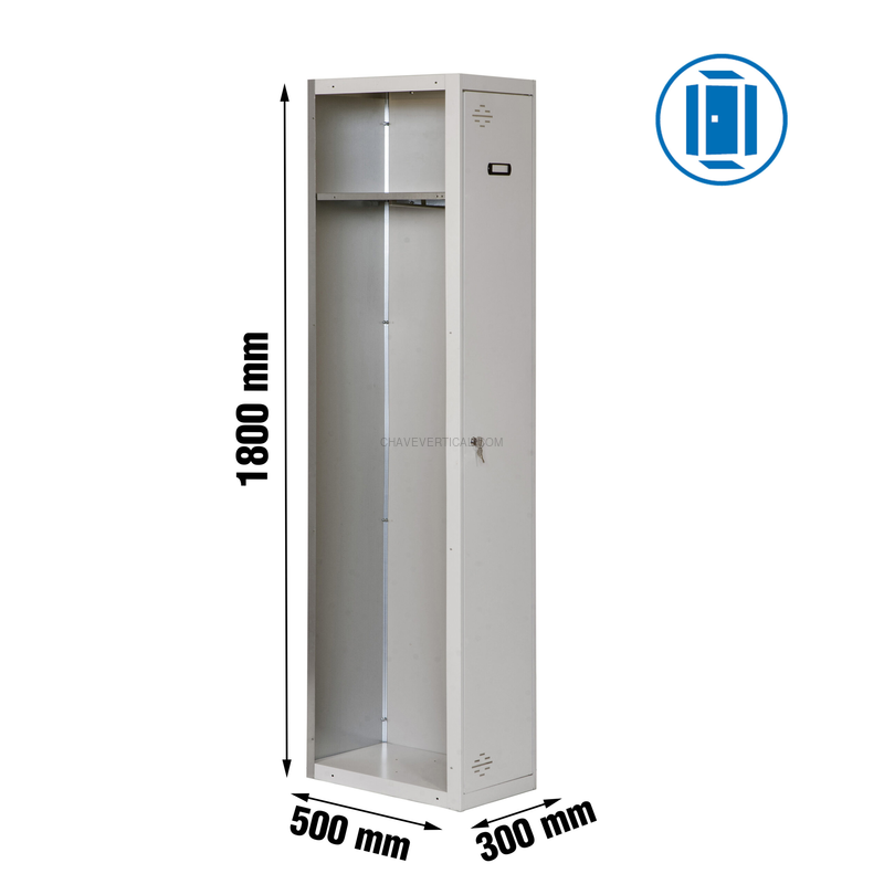 Cacifo Metálico SIMONLOCKER Profissional Desmontado Individual 1/1 300 ADDI Cinzento - 1800 x 300 x 500 mm