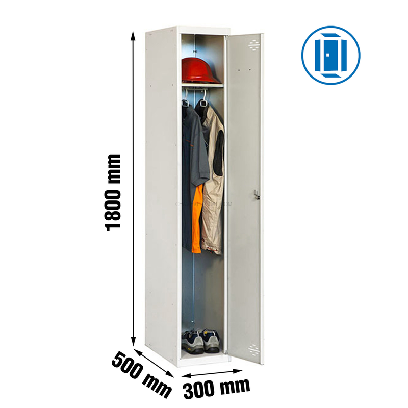 Cacifo Metálico SIMONLOCKER Profissional Desmontado Individual 1/1 300 INI Cinzento - 1800 x 300 x 500 mm