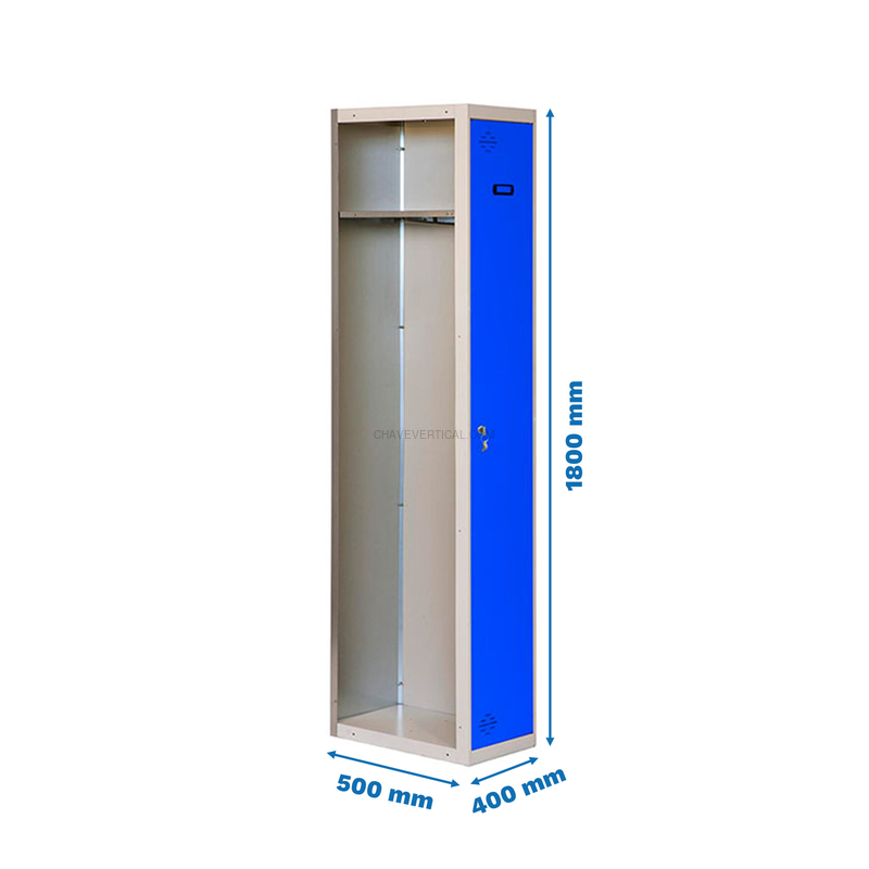Cacifo Metálico SIMONLOCKER Profissional Desmontado Individual 1/1 400 ADDI Cinzento/Azul - 1800 x 400 x 500 mm