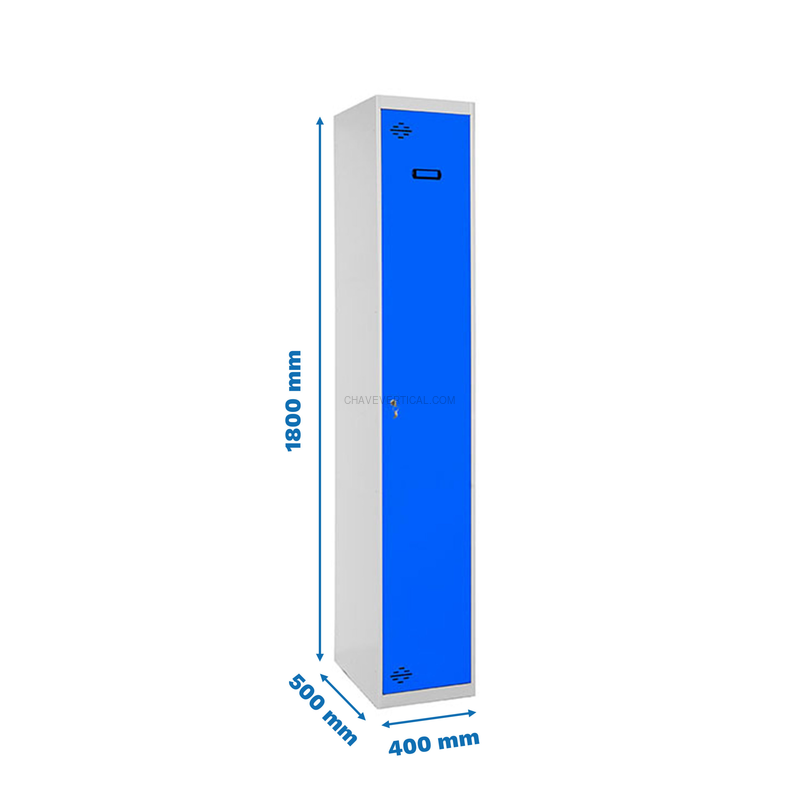 Cacifo Metálico SIMONLOCKER Profissional Desmontado Individual 1/1 400 INI Cinzento/Azul - 1800 x 400 x 500 mm