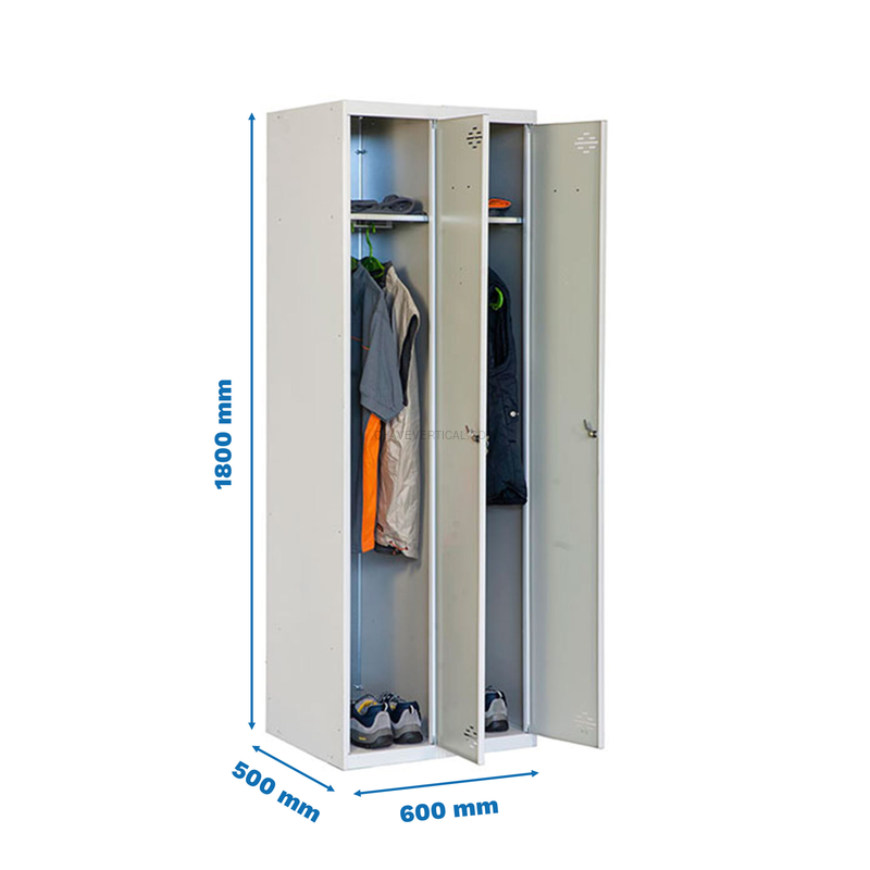 Cacifo Metálico SIMONLOCKER Profissional Desmontado Individual 2/2 300 (600) Cinzento - 1800 x 600 x 500 mm