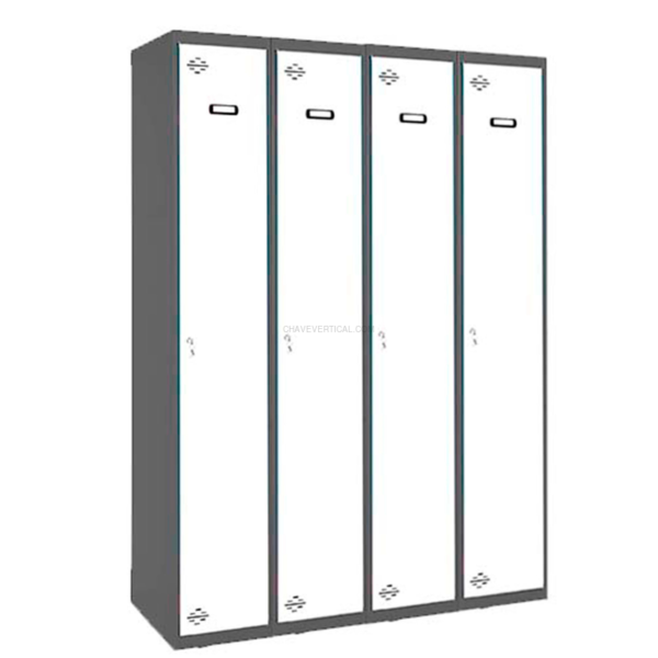 Cacifo Metálico SIMONLOCKER Profissional Desmontado Individual 4/4 300 (1200) AN/Branco - 1800 x 1200 x 500 mm