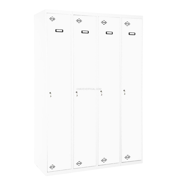 Cacifo Metálico SIMONLOCKER Profissional Desmontado Individual 4/4 300 (1200) Branco/Branco - 1800 x 1200 x 500 mm