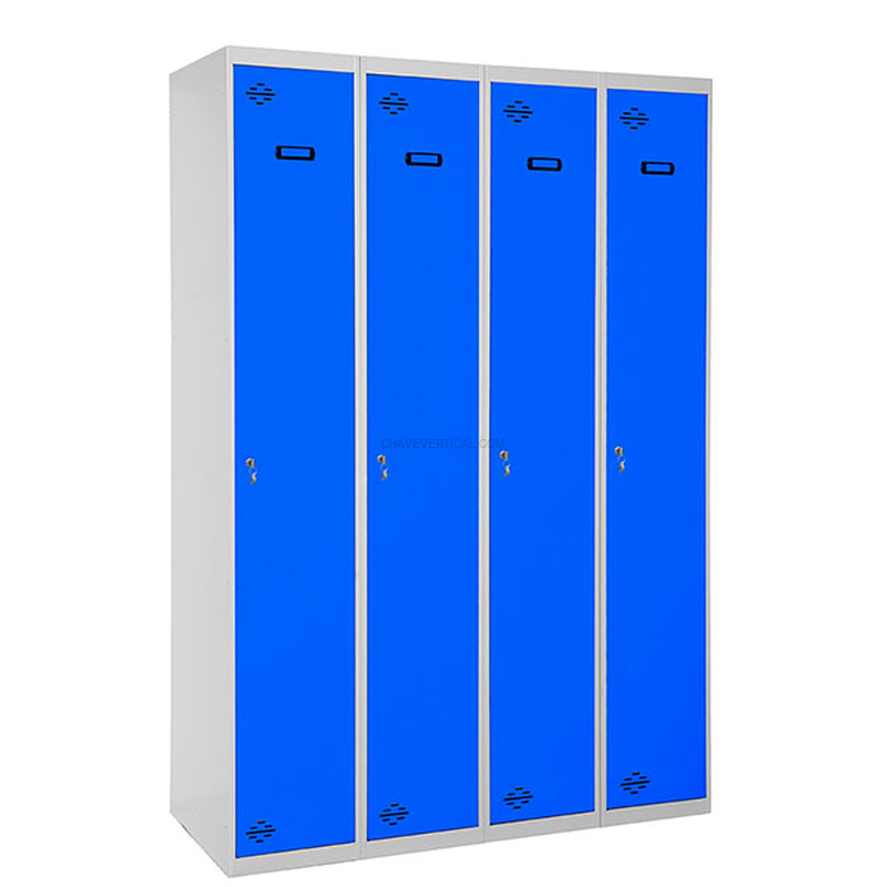 Cacifo Metálico SIMONLOCKER Profissional Desmontado Individual 4/4 300 (1200) Cinzento/Azul - 1800 x 1200 x 500 mm