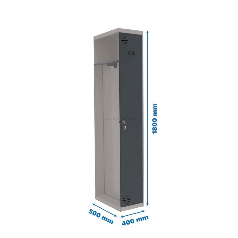 Cacifo Metálico SIMONLOCKER Profissional Desmontado Individual-DIV 1/1 400 ADD Cinzento/AN - 1800 x 400 x 500 mm