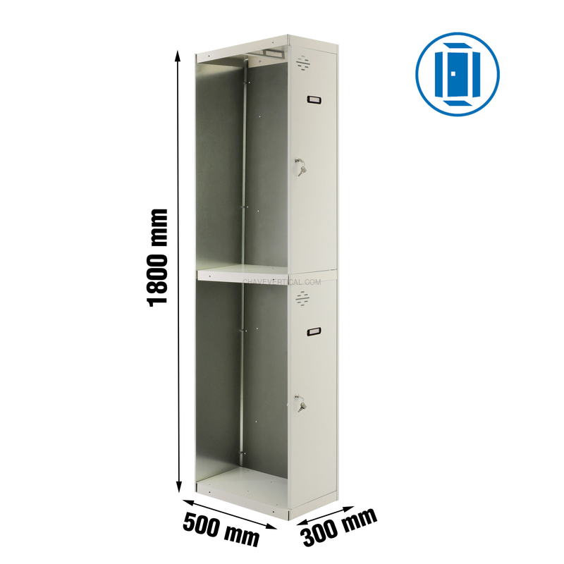 Cacifo Metálico SIMONLOCKER Profissional Desmontado TANDEM 1/2 300 ADDI Cinzento - 1800 x 300 x 500 mm