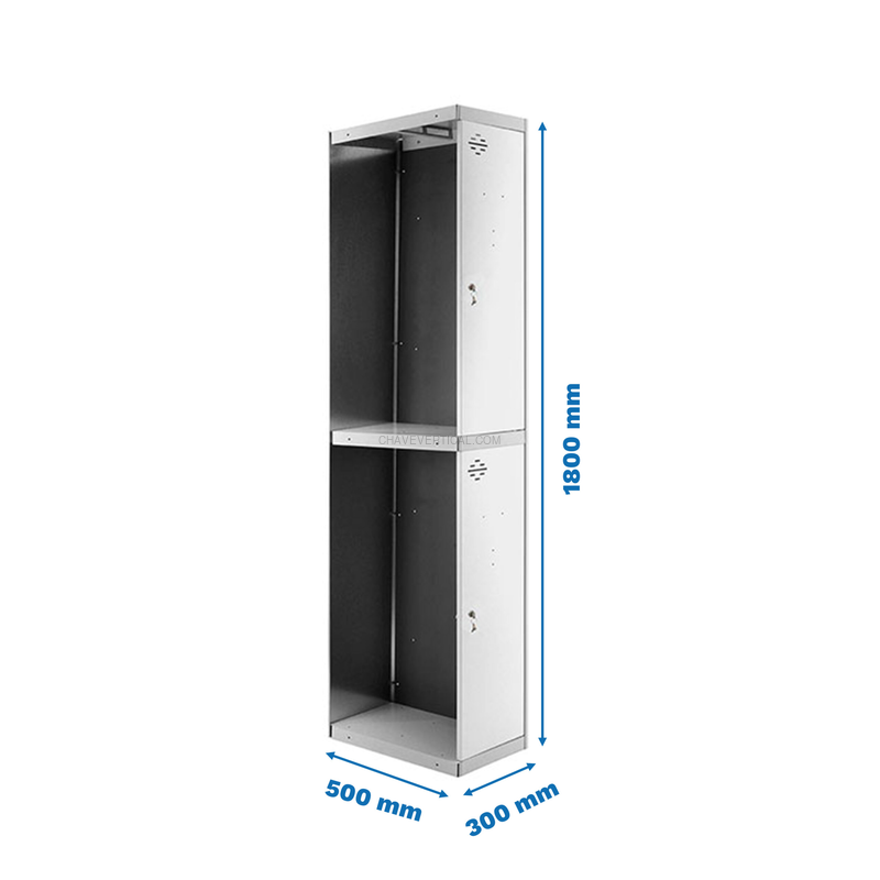Cacifo Metálico SIMONLOCKER Profissional Desmontado TANDEM 1/2 300 ADDI Cinzento/Branco - 1800 x 300 x 500 mm