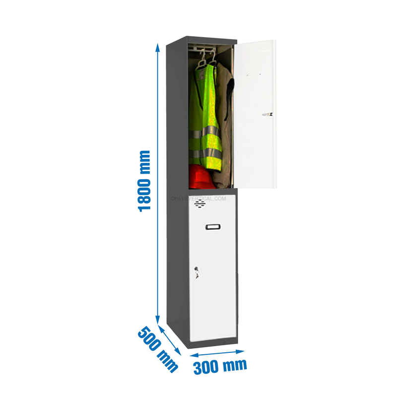 Cacifo Metálico SIMONLOCKER Profissional Desmontado TANDEM 1/2 300 INI AN/Branco - 1800 x 300 x 500 mm