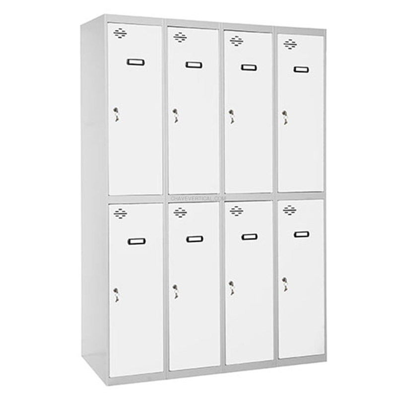 Cacifo Metálico SIMONLOCKER Profissional Desmontado TANDEM 4/8 300 (1200) Cinzento/Branco - 1800 x 1200 x 500 mm