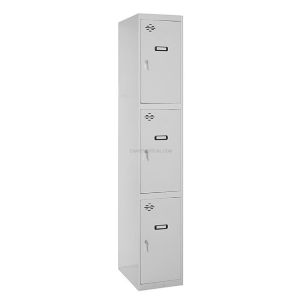 Cacifo Metálico SIMONLOCKER Profissional Montado 3 PUERTA 1/3 300 Cinzento - 1800 x 300 x 500 mm