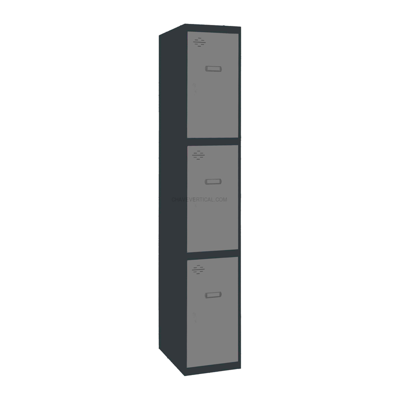 Cacifo Metálico SIMONLOCKER Profissional Montado 3 PUERTA 1/3 400 AN/Cinzento - 1800 x 400 x 500 mm