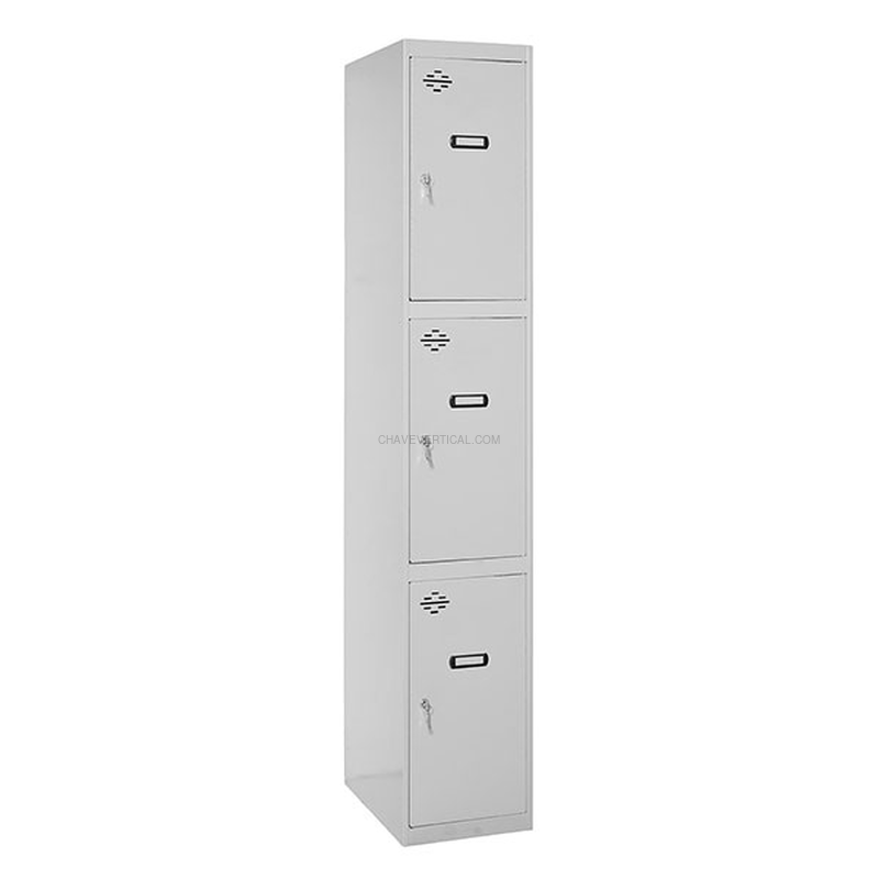 Cacifo Metálico SIMONLOCKER Profissional Montado 3 PUERTA 1/3 400 Cinzento - 1800 x 400 x 500 mm