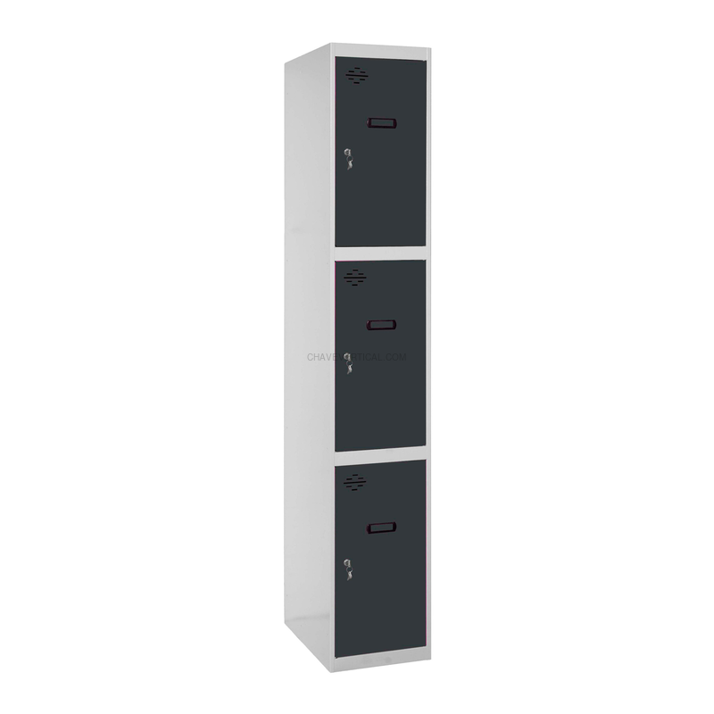 Cacifo Metálico SIMONLOCKER Profissional Montado 3 PUERTA 1/3 400 Cinzento/AN - 1800 x 400 x 500 mm