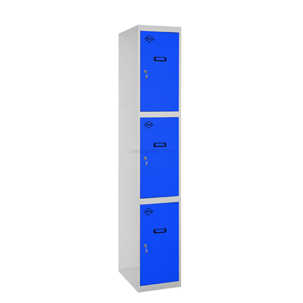 Cacifo Metálico SIMONLOCKER Profissional Montado 3 PUERTA 1/3 400 Cinzento/Azul - 1800 x 400 x 500 mm