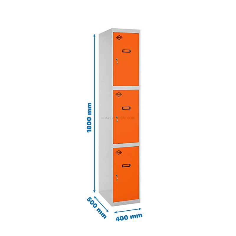 Cacifo Metálico SIMONLOCKER Profissional Montado 3 PUERTA 1/3 400 Cinzento/NA - 1800 x 400 x 500 mm