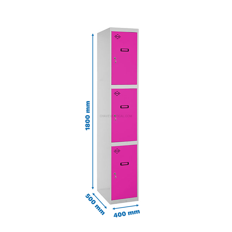 Cacifo Metálico SIMONLOCKER Profissional Montado 3 PUERTA 1/3 400 Cinzento/RS - 1800 x 400 x 500 mm