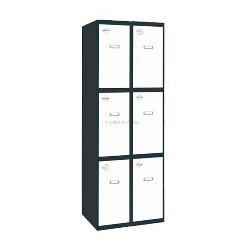 Cacifo Metálico SIMONLOCKER Profissional Montado 3 PUERTA 2/6 300 (600) AN/Branco - 1800 x 600 x 500 mm